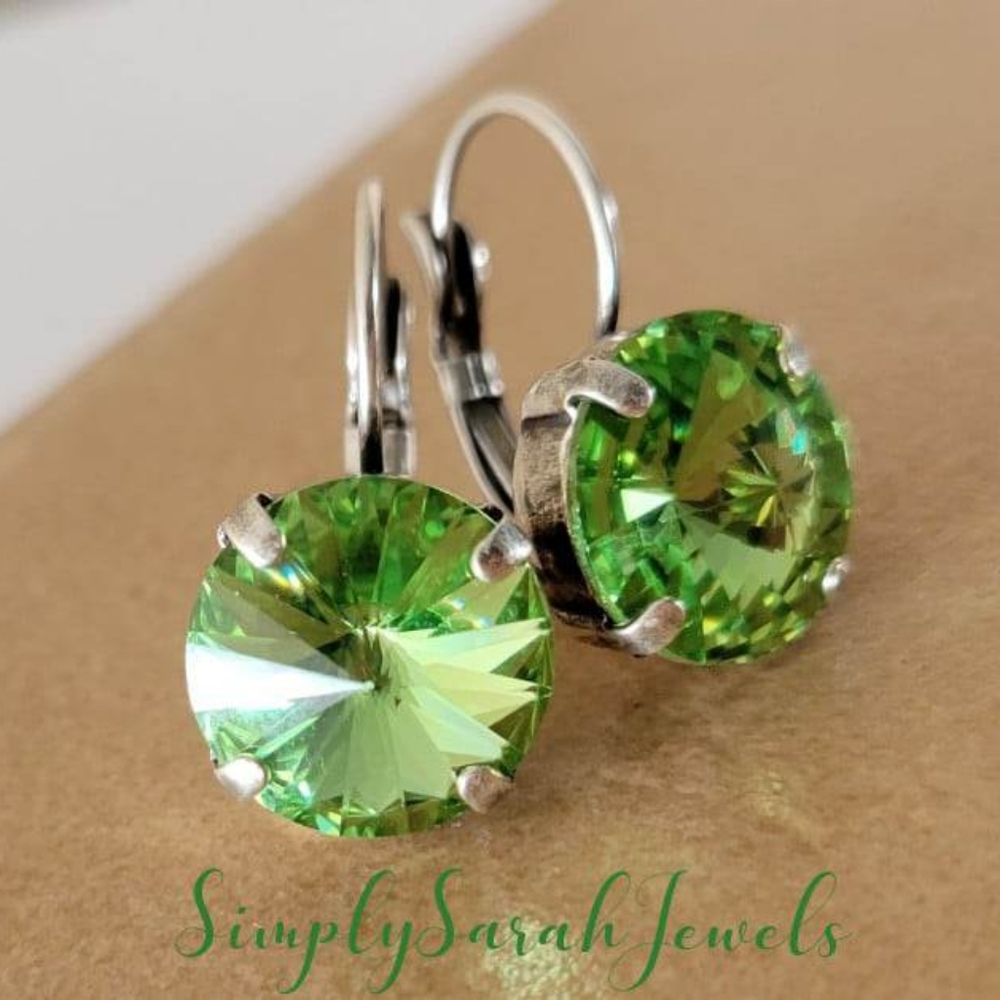 Austrian Crystal Earrings in Antique Silver